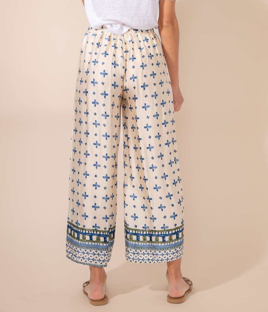 Kiwi Saint Tropez Pantalon Femme Satin Imprimé Frise