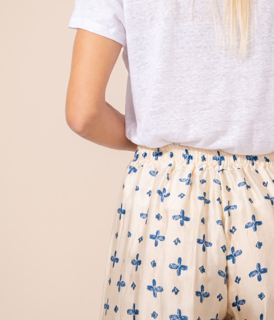 Kiwi Saint Tropez Pantalon Femme Satin Imprimé Frise