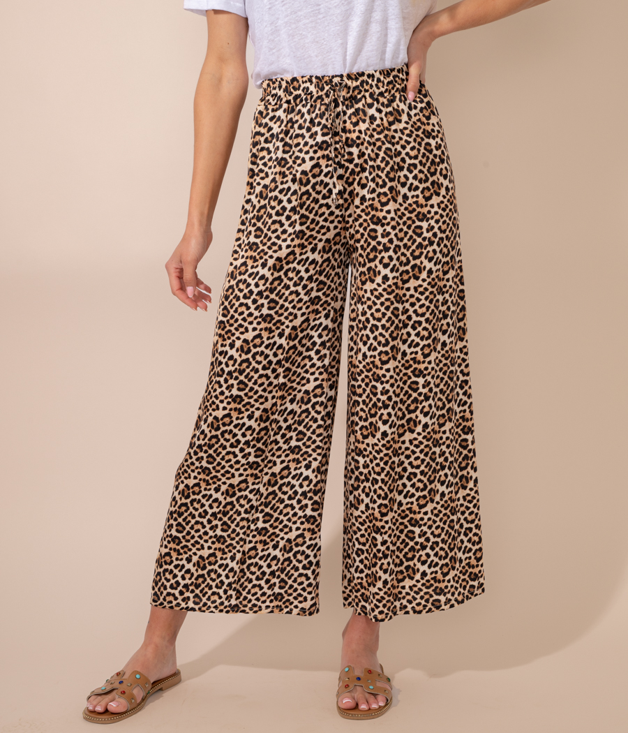 Kiwi Saint Tropez Pantalon Femme Satin Imprimé Léopard