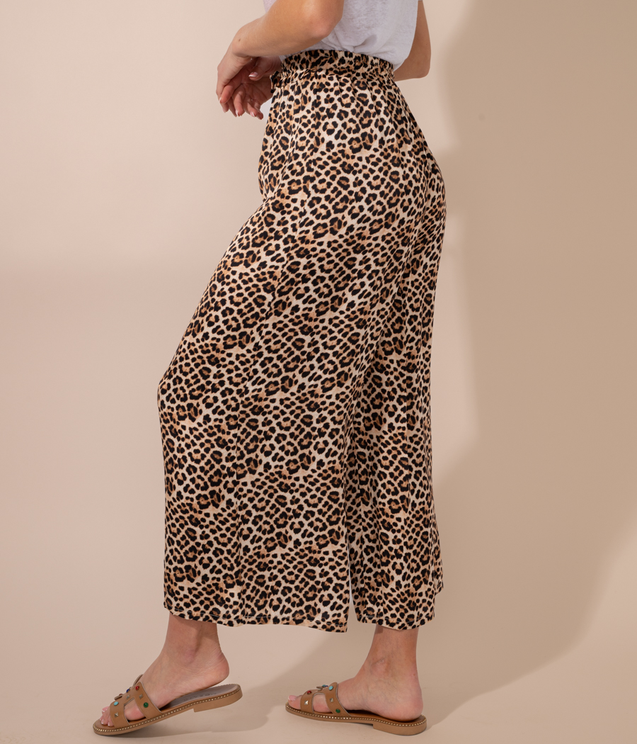 Kiwi Saint Tropez Pantalon Femme Satin Imprimé Léopard