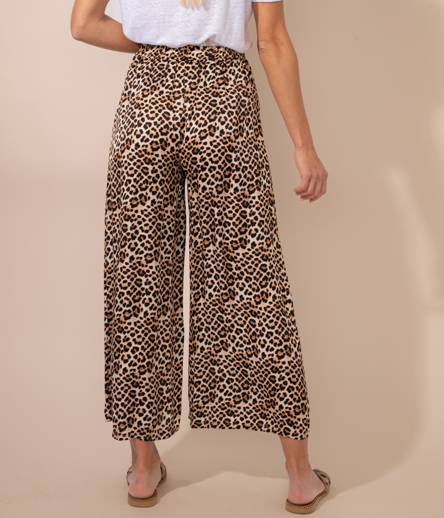 Kiwi Saint Tropez Pantalon Femme Satin Imprimé Léopard
