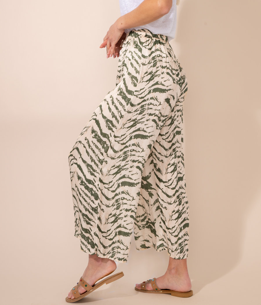 Kiwi Saint Tropez Pantalon Femme Satin Imprimé Zèbre