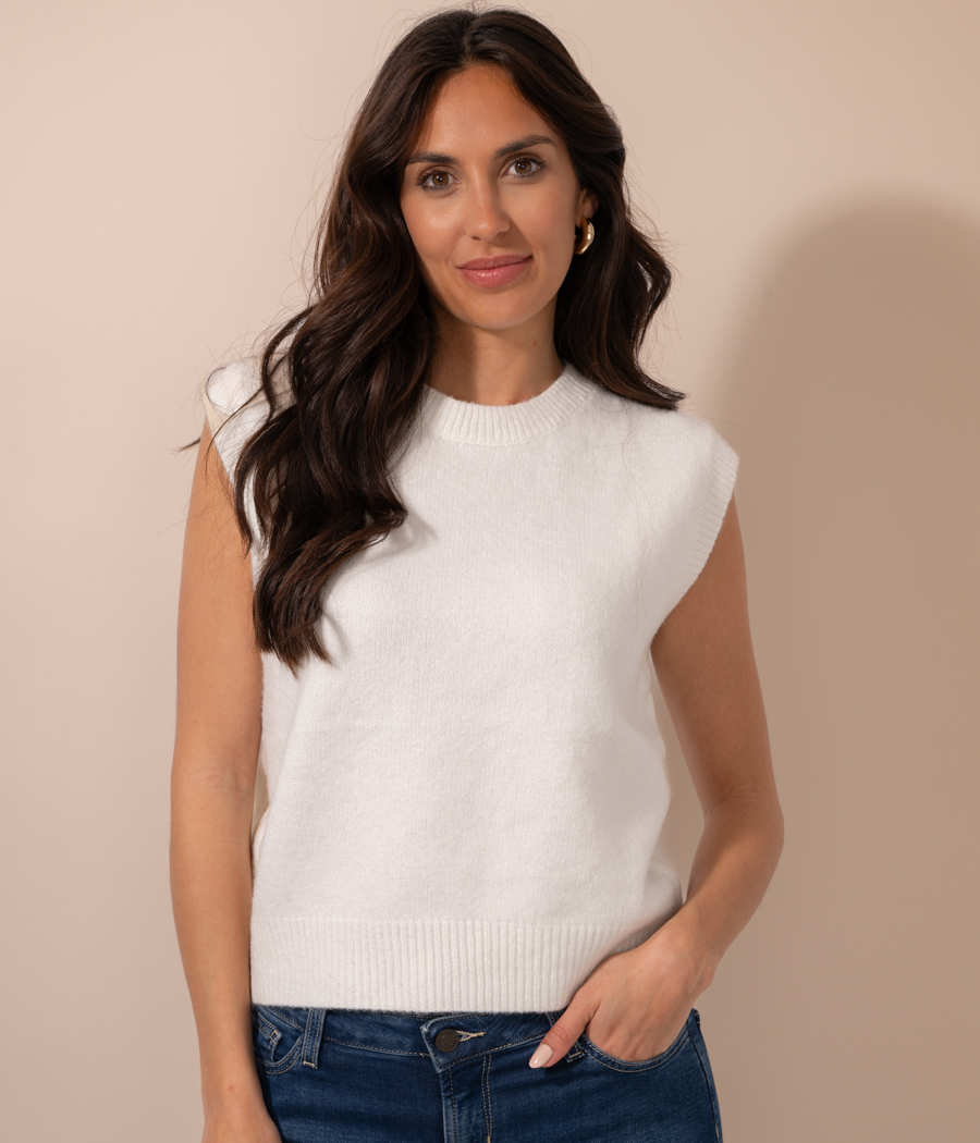 Kiwi Saint Tropez Pull Femme Sans Manches Boutons Rose