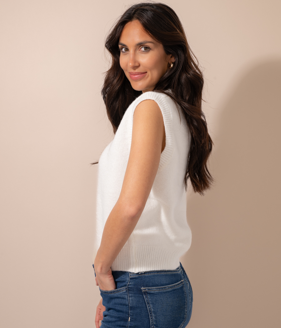 Kiwi Saint Tropez Pull Femme Sans Manches Boutons Rose