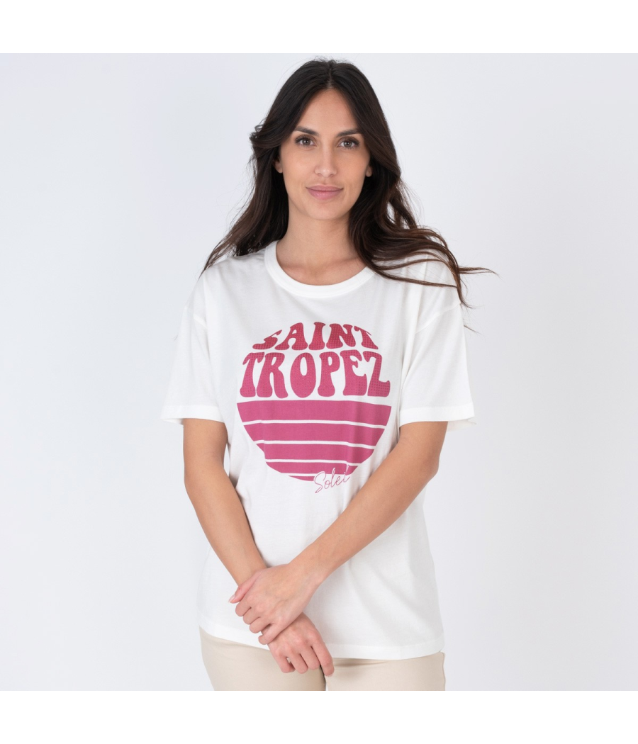kiwi saint tropez T-shirt femme disco Saint Tropez écru