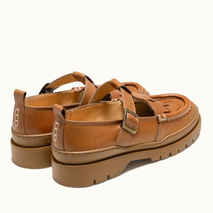 Kleman Babies Salomés Crantées Cuir éco-responsable Cognac