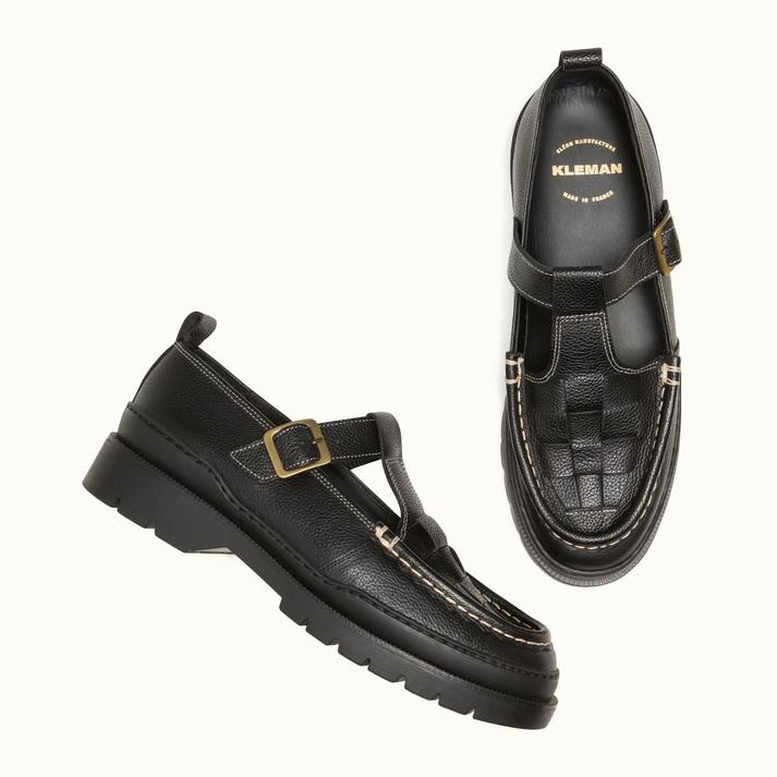 Kleman Babies Salomés Crantées Cuir éco-responsable Noir