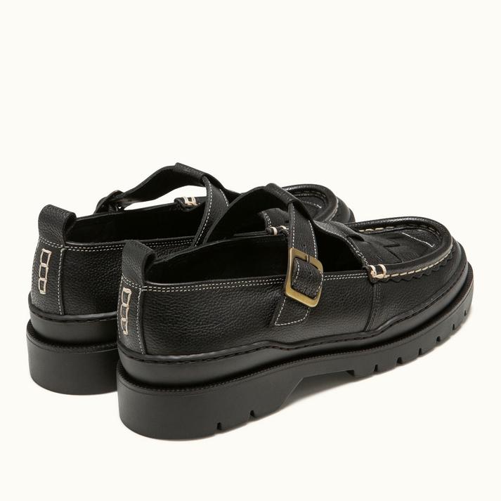 Kleman Babies Salomés Crantées Cuir éco-responsable Noir
