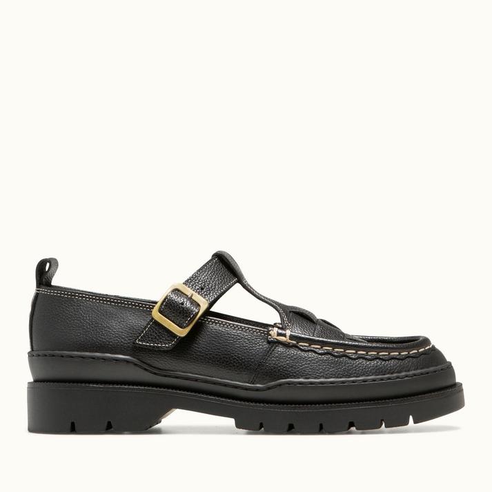 kleman Babies salomés crantées cuir éco-responsable noir