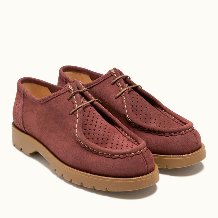 Kleman Chaussures Derbies Crantées Velours Bordeaux