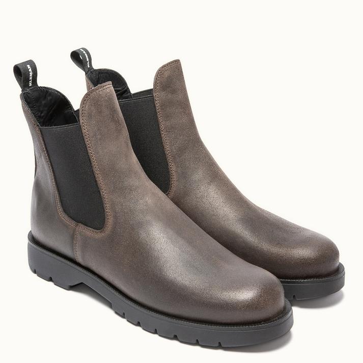 Kleman Chelsea Boots Semelle Crantée Cuir Velours Chataigne