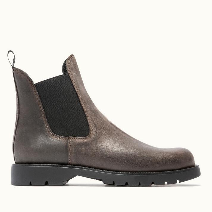 kleman Chelsea boots semelle crantée cuir velours chataigne