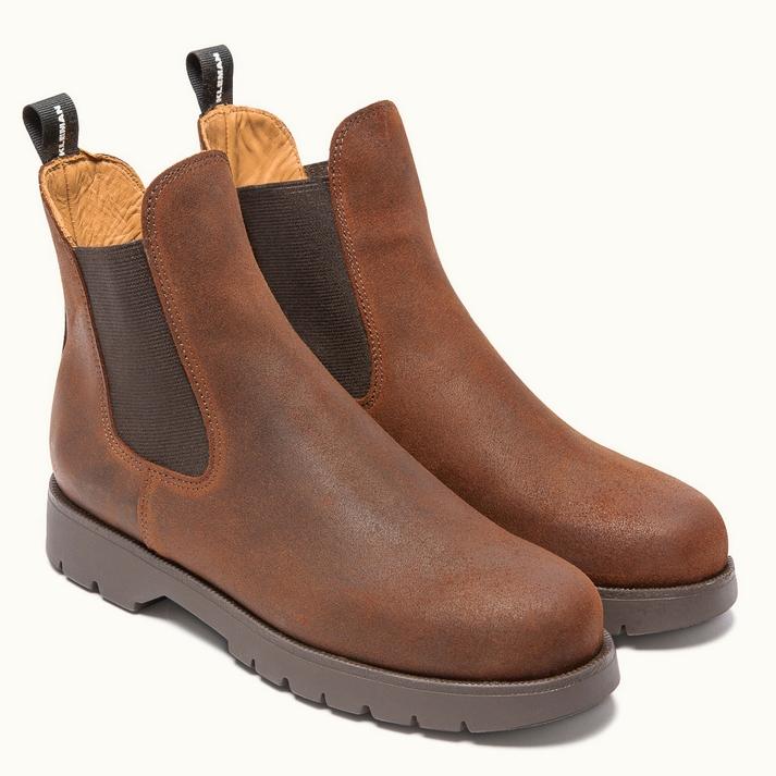 Kleman Chelsea Boots Semelle Crantée Cuir Velours Cognac