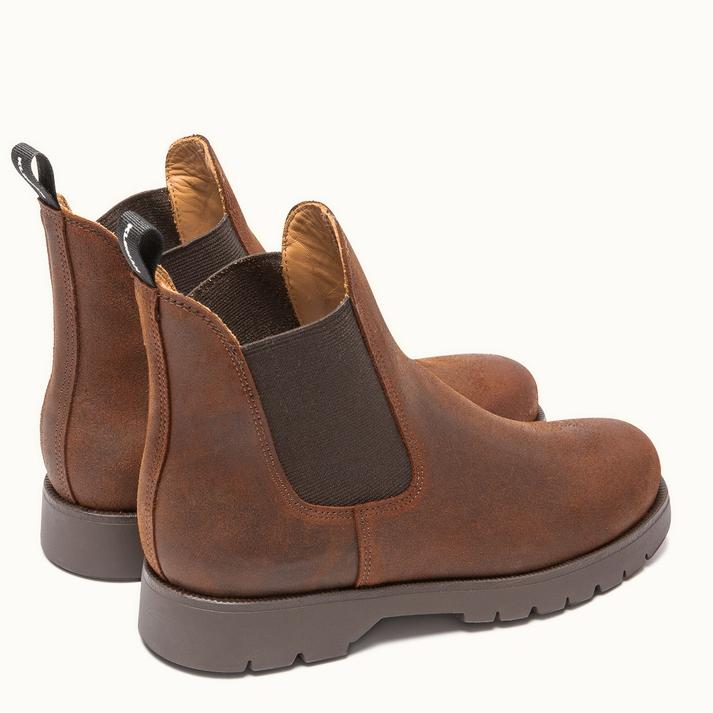 Kleman Chelsea Boots Semelle Crantée Cuir Velours Cognac