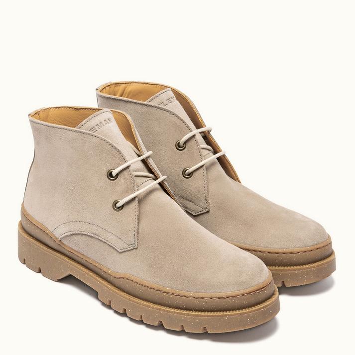 Kleman Chukka Boots Semelle Crantée Cuir Velours Gris