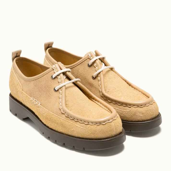 Kleman Derbies Crantées Beige Et Marron Croûte Velours