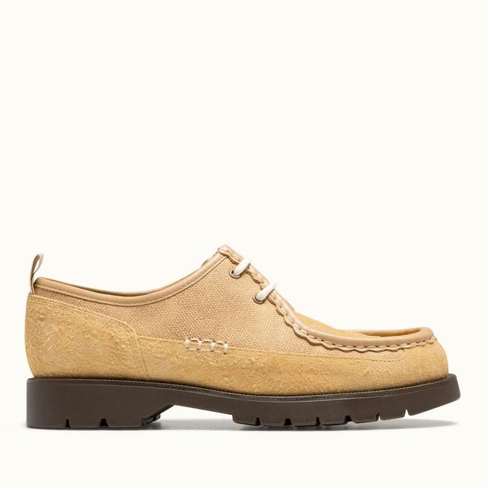 kleman Derbies crantées beige et marron croûte velours
