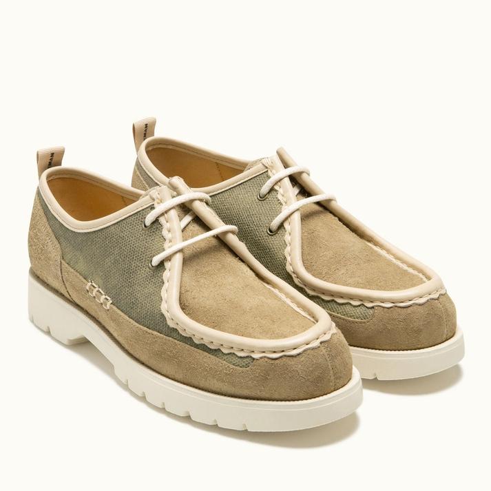 Kleman Derbies Crantées Taupe Et Marron Croûte Velours