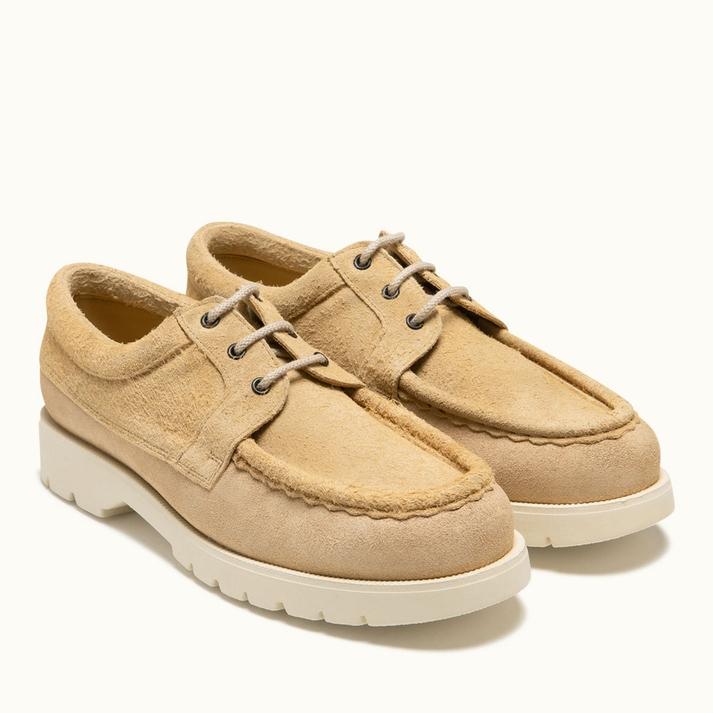 Kleman Derbies Croûte Velours Beige à Semelle Cranté