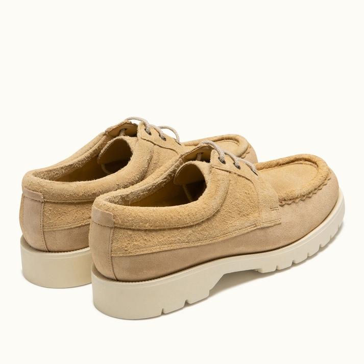Kleman Derbies Croûte Velours Beige à Semelle Cranté