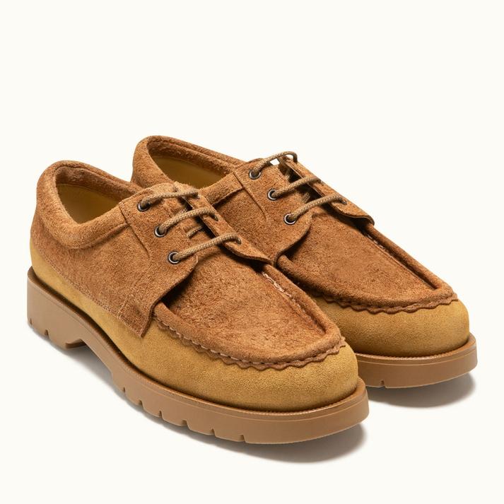 Kleman Derbies Croûte Velours Cognac à Semelle Cranté