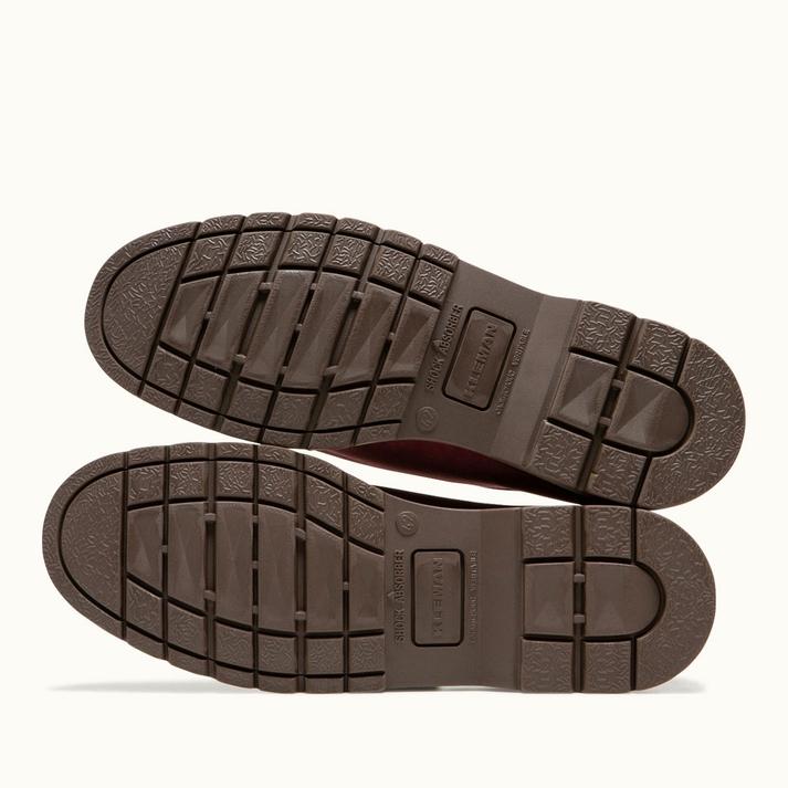 Kleman Derbies Semelle Crantée Croûte Velours Cerise