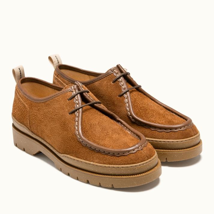 Kleman Derbies Semelle Crantée Croûte Velours Cognac