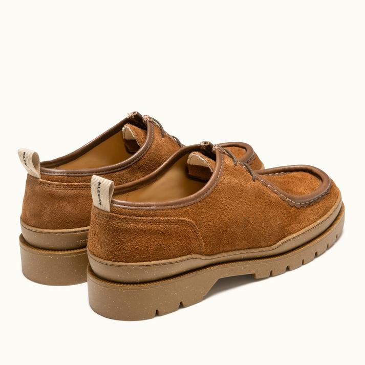 Kleman Derbies Semelle Crantée Croûte Velours Cognac