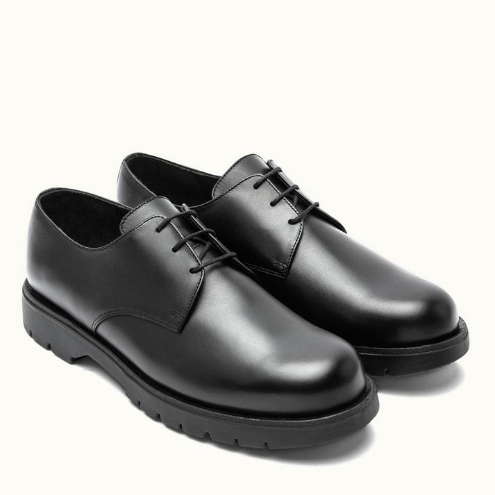 Kleman Derbies Semelle Crantée Cuir Noir Grande Pointure