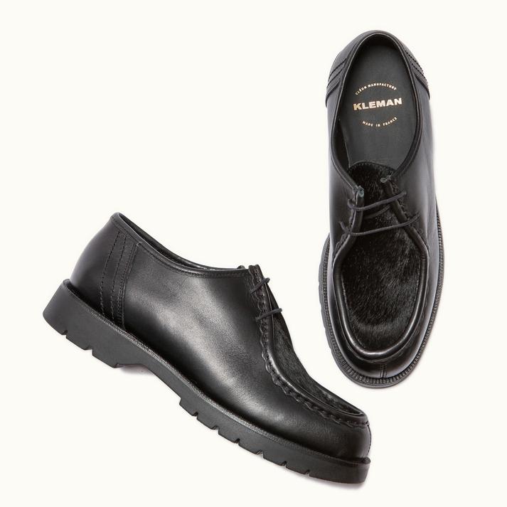 Kleman Derbies Semelle Crantée Cuir Noir Grande Taille