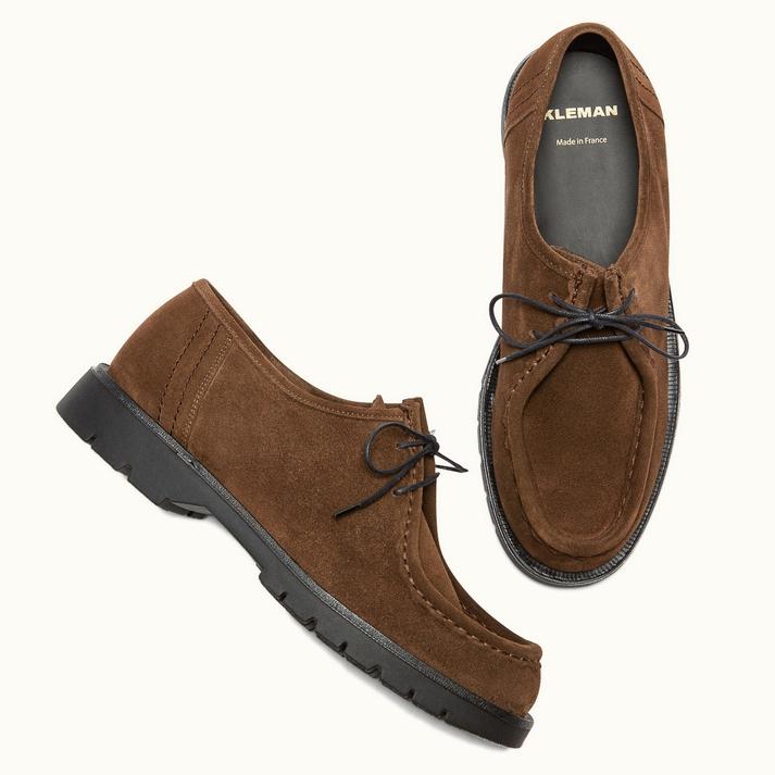 Kleman Derbies Semelle Crantée Cuir Velours Chocolat