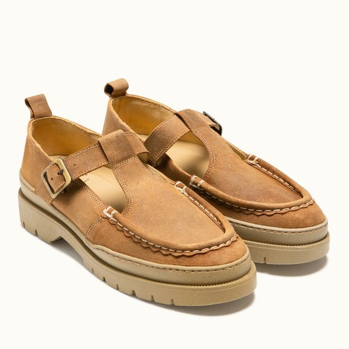 Kleman Babies Salomés Crantées Velours Ciré Camel