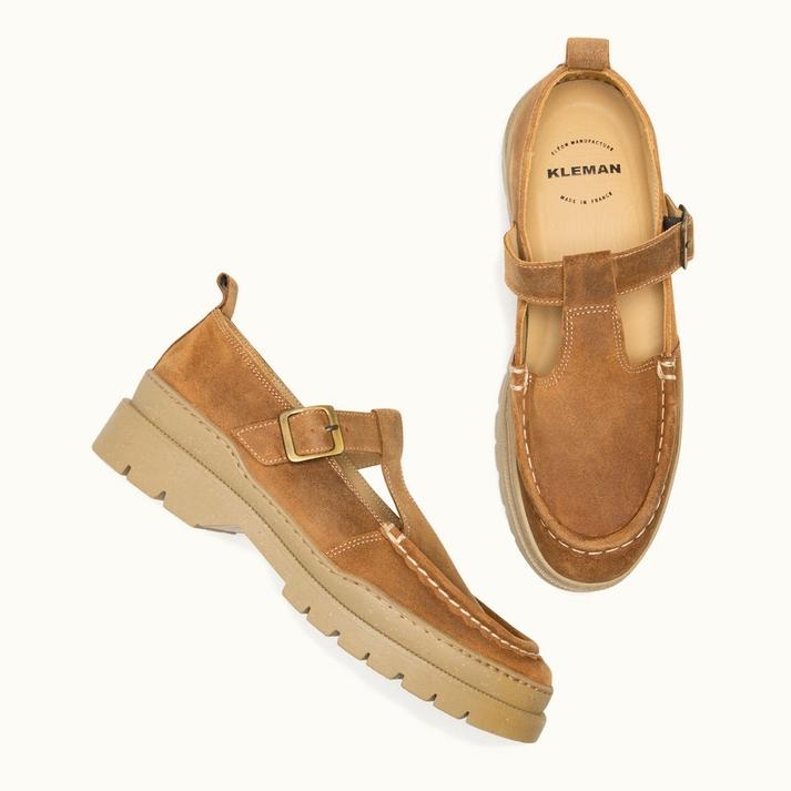 Kleman Babies Salomés Crantées Velours Ciré Camel