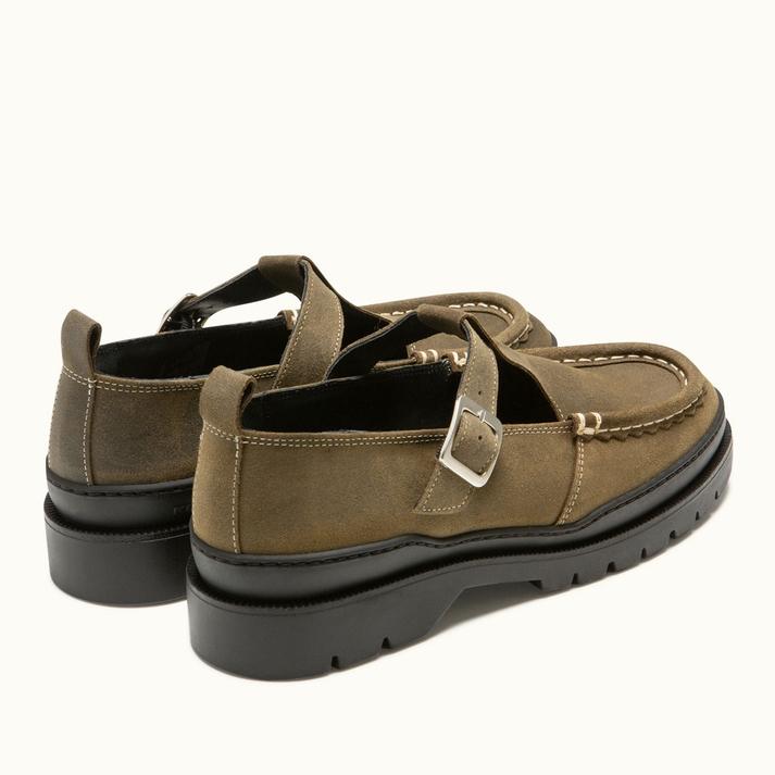 Kleman Babies Salomés Crantées Velours Ciré Kaki