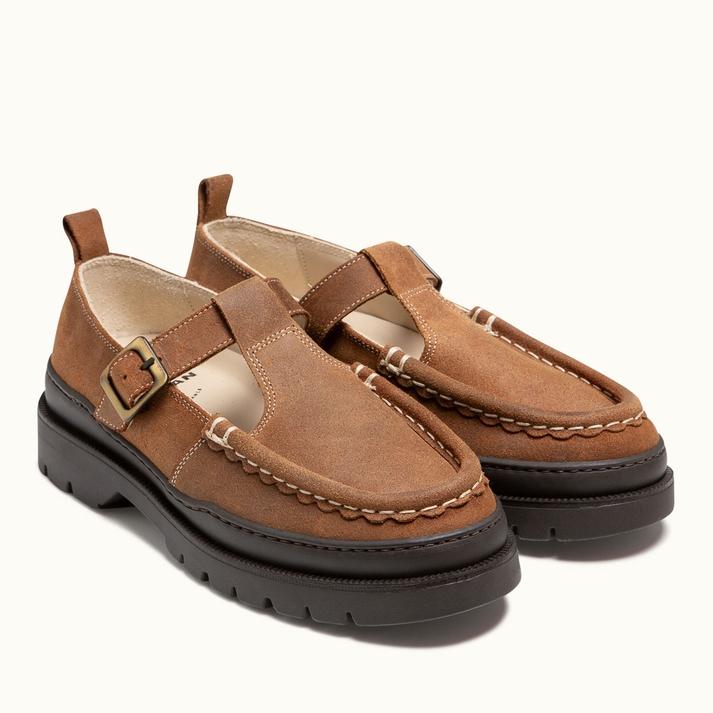 Kleman Babies Semelle Crantée Velours Cognac