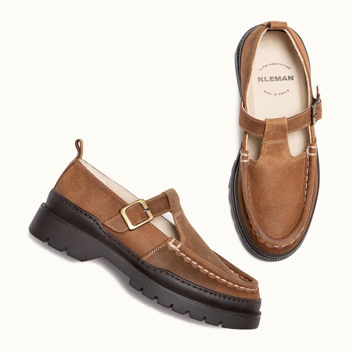 Kleman Babies Semelle Crantée Velours Cognac