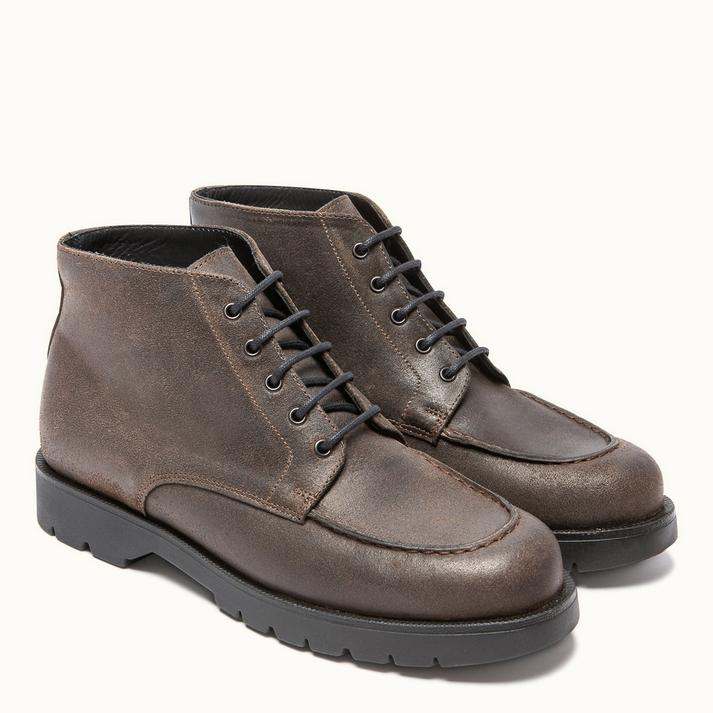 Kleman Boots Crantées Cuir Ciré Chataigne