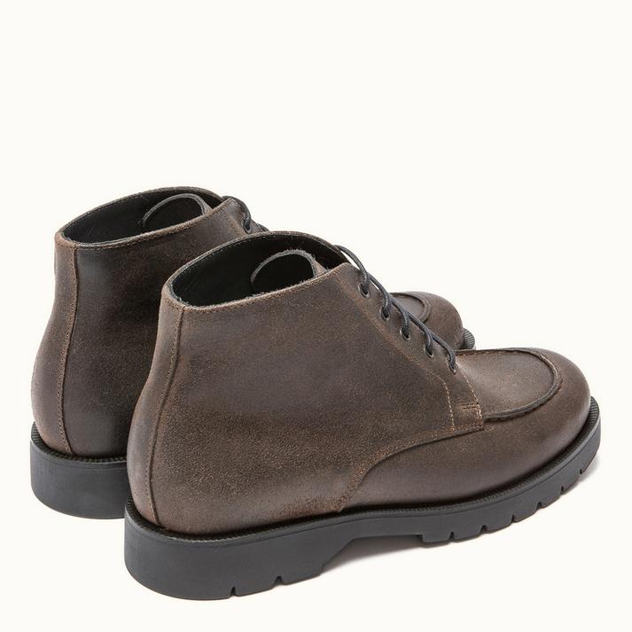 Kleman Boots Crantées Cuir Ciré Chataigne