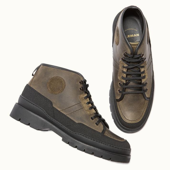 Kleman Boots Crantées Cuir Kaki