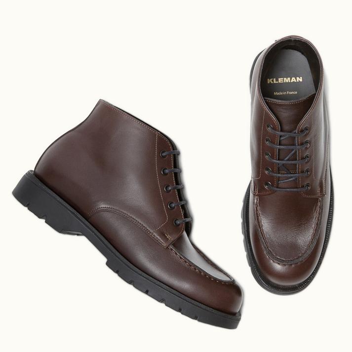 Kleman Boots Crantées Cuir Marron+noir