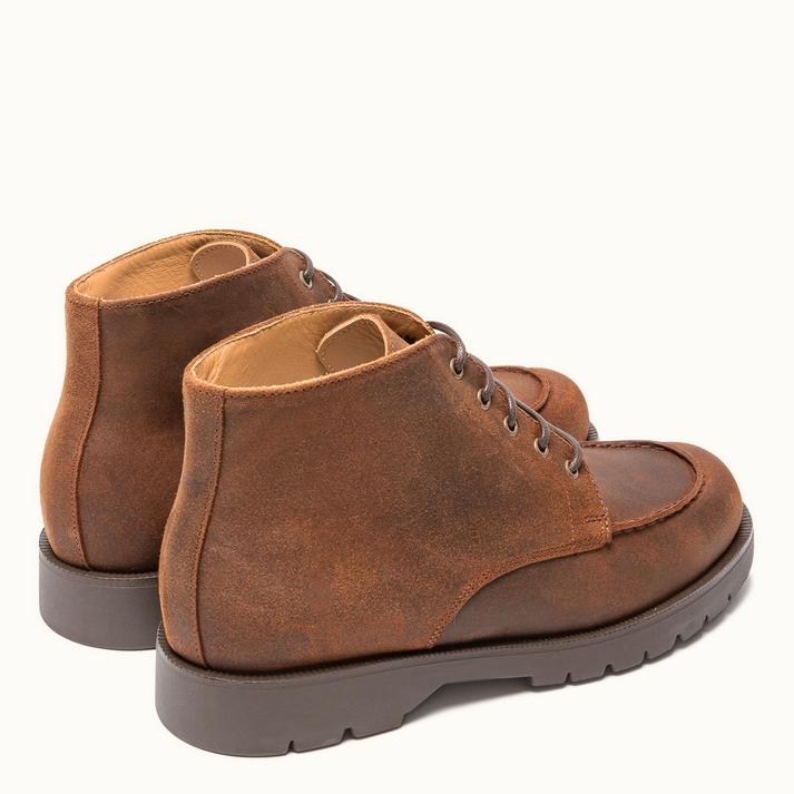 Kleman Boots Crantées Cuir Velours Cognac
