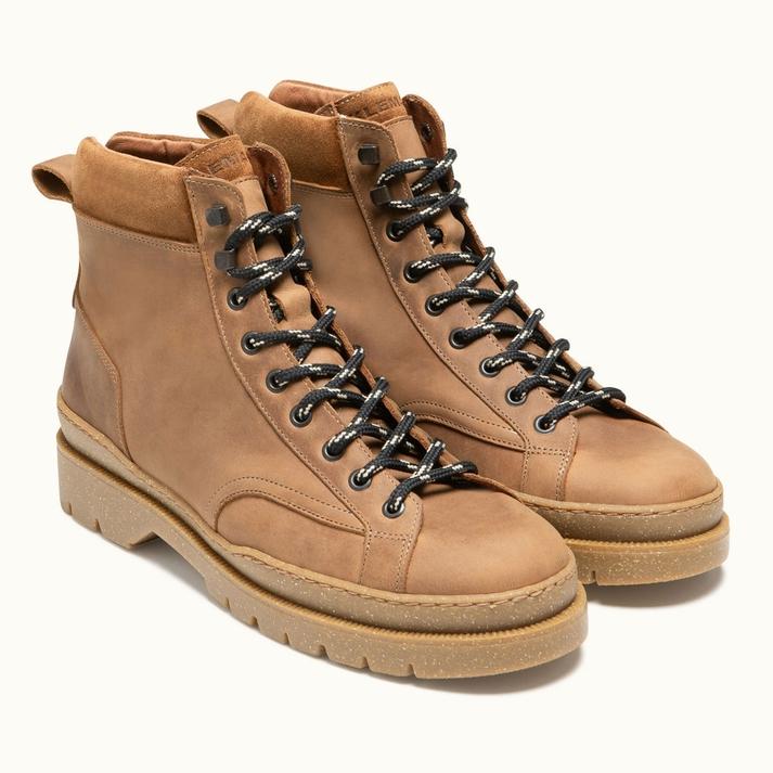 Kleman Boots Crantées Style Montagne Cognac