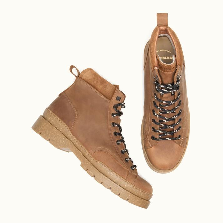 Kleman Boots Crantées Style Montagne Cognac