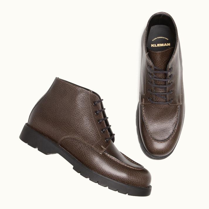 Kleman Boots Cuir Gris Semelle Crantée