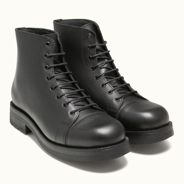 Kleman Boots Montantes à Lacets Cuir Noir