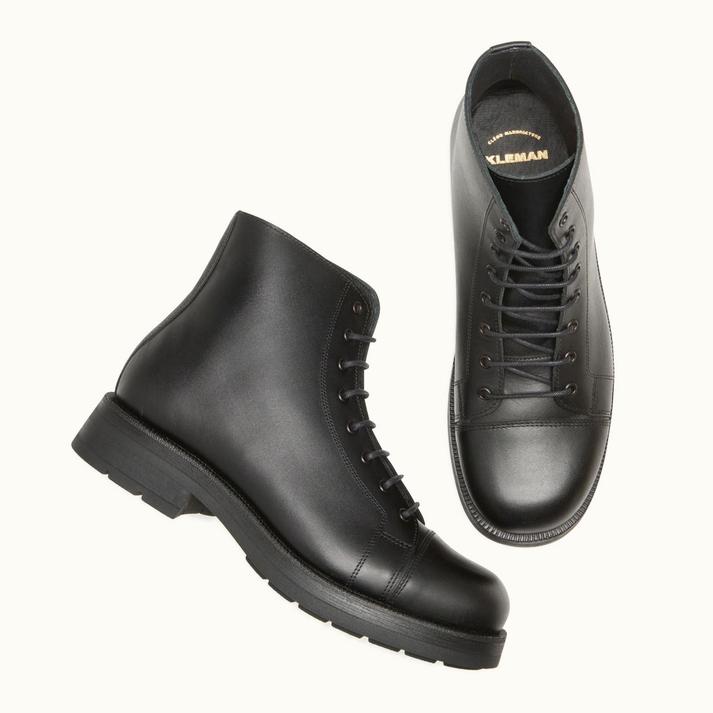 Kleman Boots Montantes à Lacets Cuir Noir
