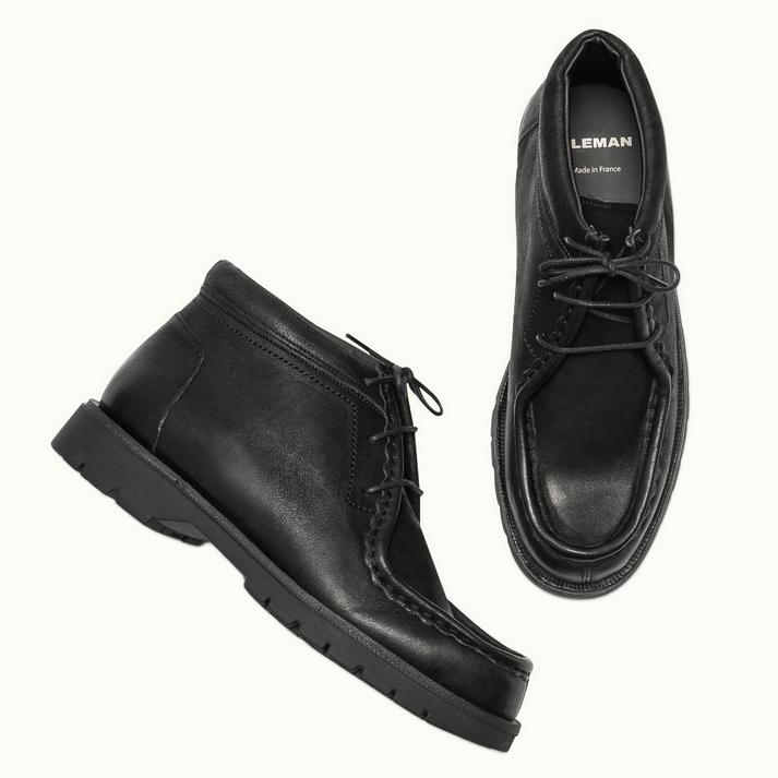 Kleman Boots Semelle Crantée Cuir Noir