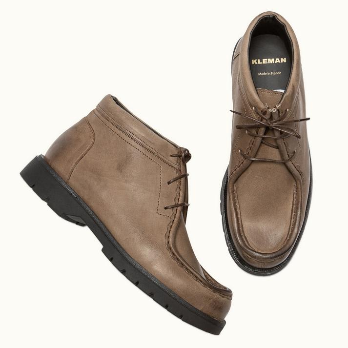 Kleman Boots Semelle Crantée Cuir Taupe