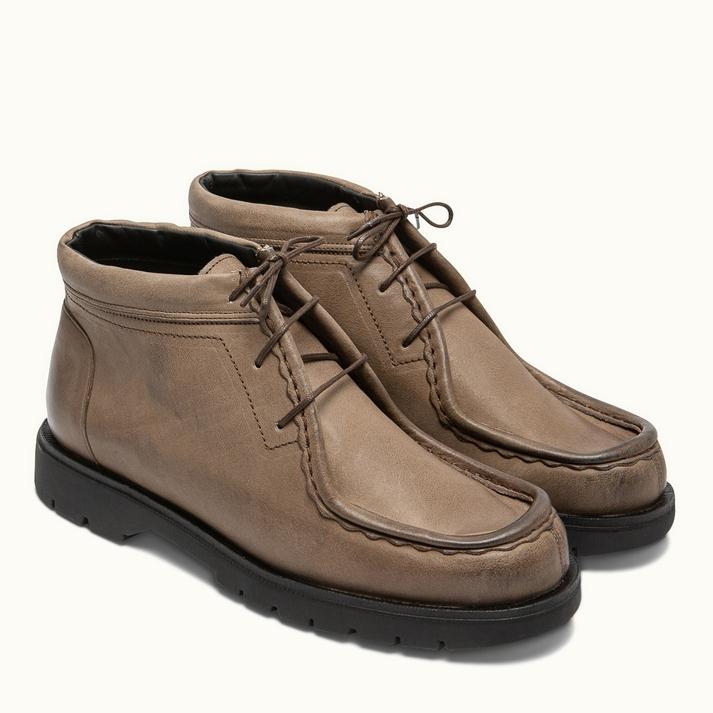 Kleman Boots Semelle Crantée Cuir Taupe