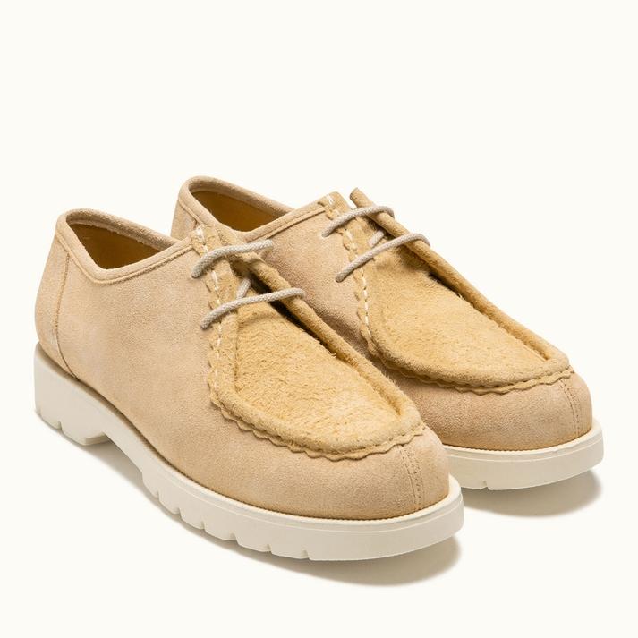 Kleman Chaussures Derbies Crantées Velours Beige